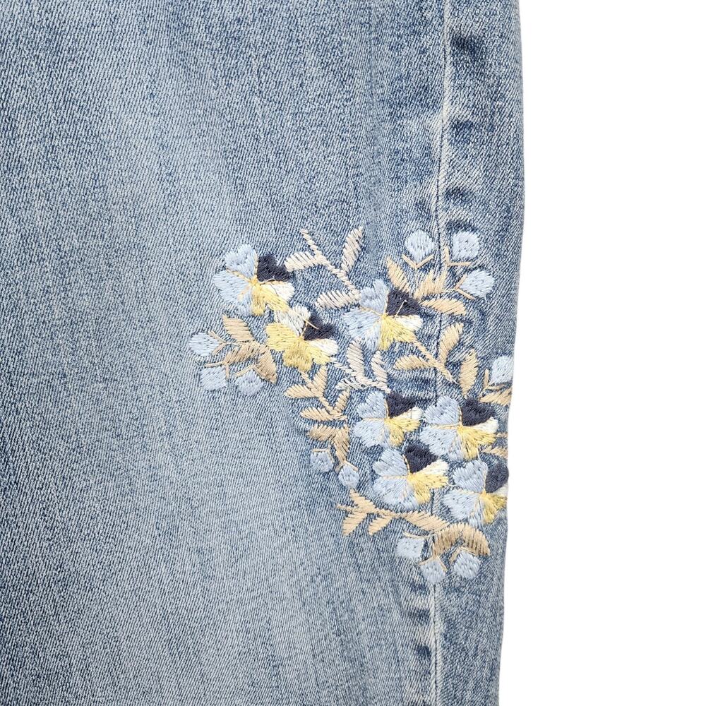J. Jill Weekender Jeans 18 Straight Leg Denim Floral Embroidered Stretch READ - Picture 3 of 14